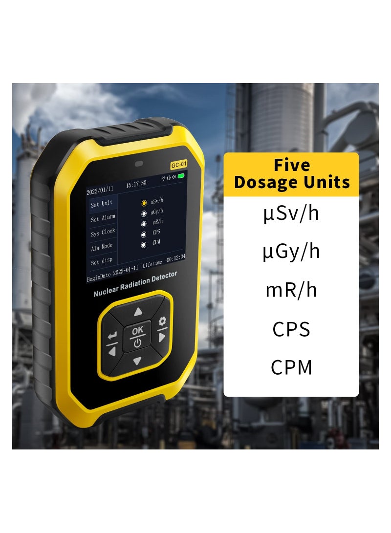 Portable Geiger Counter with LCD Display for Radiation Measurement, Pocket-Sized Geiger Meter Rechargeable Nuclear Radiation Detector 5 Dosage Units Radiation Dosimeter Compact Geiger Counter - Image 5