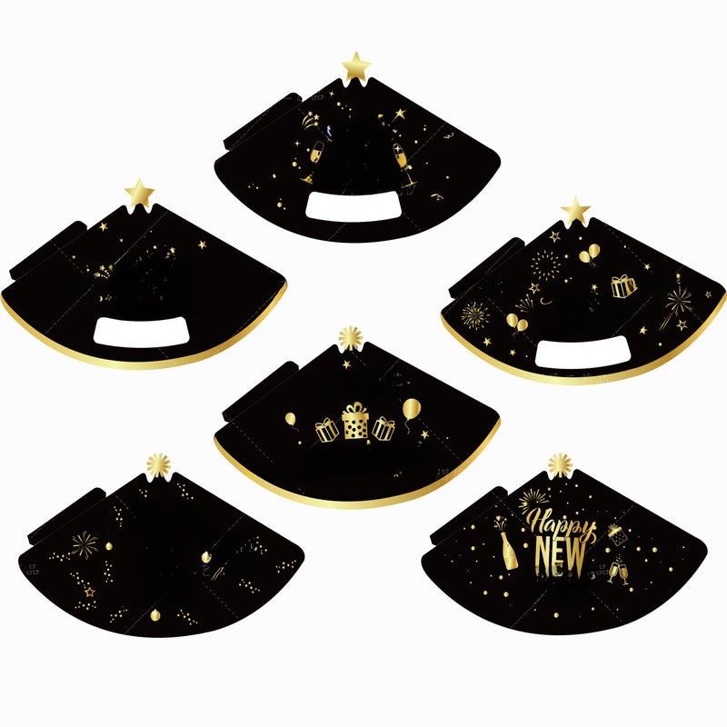 2024 New Year Black Gold Party Cone Hats for Kids 6 - Image 5