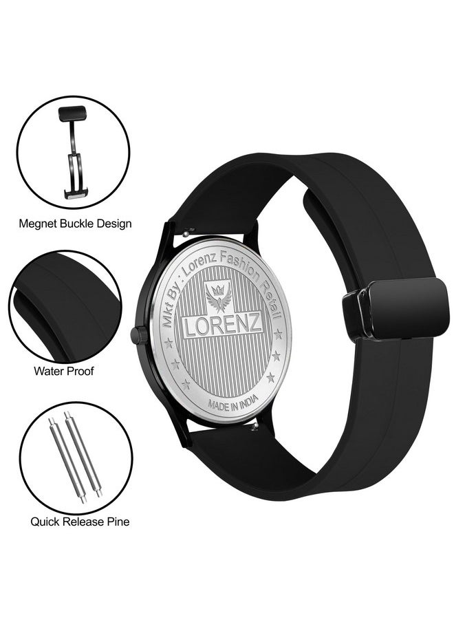 Lorenz LORENZ Slim Case Analog Watch with Black Silicone Magnetic Adjustable Strap Watch for Men & Women  - Image 5