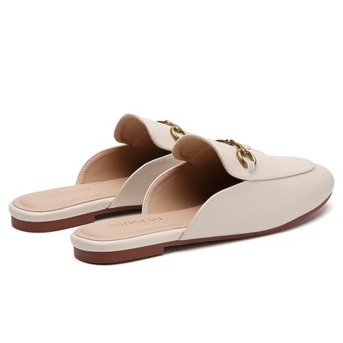 Minorsu Buckle Mules for Women Round Toe Backless Flat Mules Slides Mules Shoes Ladies Slip-on Loafers - Image 5