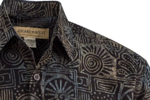 Johari West Indo Bay (XL, Black) Hawaiian Shirt for Men Short Sleeve Cotton Button Down Aloha Tropical Shirt - Image 2
