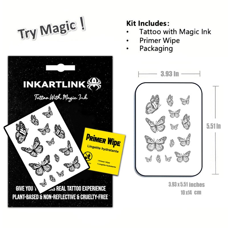 Inkartlink Semi Permanent Tattoo  Realistic Butterfly Temporary Tattoo  Suitable For Sweet Girls  Waterproof And Non-Reflective  Exquisite Packaging  Unique Design (Butterfly 1) - Image 2