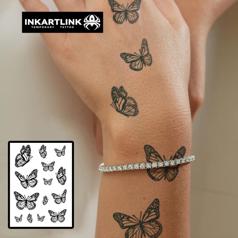 Inkartlink Semi Permanent Tattoo  Realistic Butterfly Temporary Tattoo  Suitable For Sweet Girls  Waterproof And Non-Reflective  Exquisite Packaging  Unique Design (Butterfly 1) - Image 3