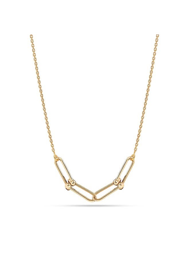 LeCalla 925 Sterling Silver 14K Gold-Plated Paperclip Link Chain Necklace for Women Teen, Sterling Silver, not known - Image 3