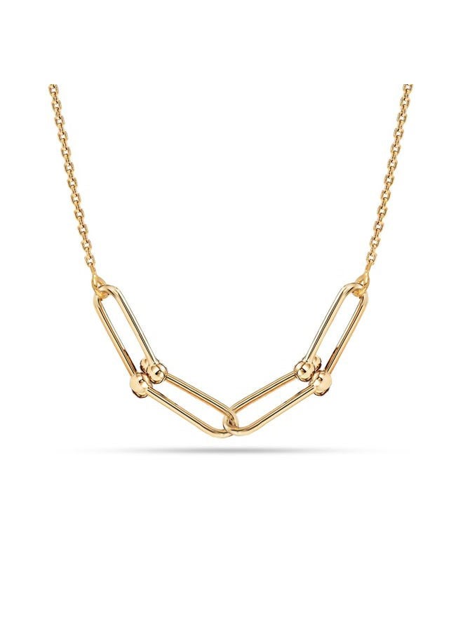 LeCalla 925 Sterling Silver 14K Gold-Plated Paperclip Link Chain Necklace for Women Teen, Sterling Silver, not known - Image 1