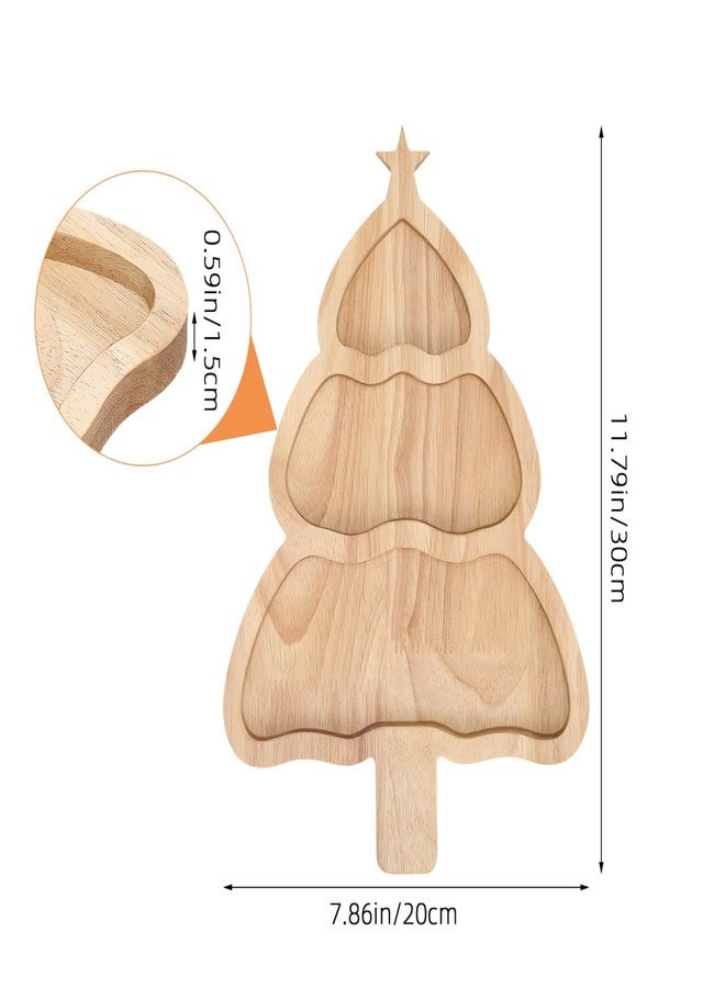 DEARMAMY Christmas Tree Serving Tray, 12" Wooden Christmas Charcuterie Board Decorative Serving Dish Platter Food Cheese Boards for Desserts Snack Fruit Veggie Appetizers Festive Plate with Handles - Image 2
