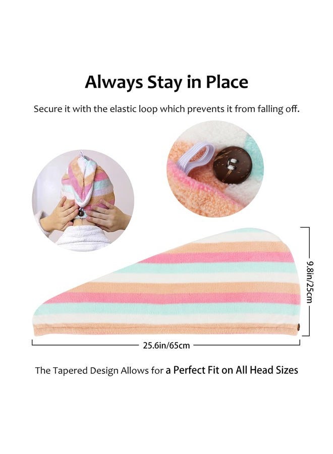 AuroTrends Microfiber Hair Towel 2Pack, Hair Towel Wrap for Women/Kids- Super Absorbent Soft Microfiber Towel for Hair, Hair Drying Towels for Long/Thick/Fine/Curly Hair (Set of 2, Rainbow) - Image 3