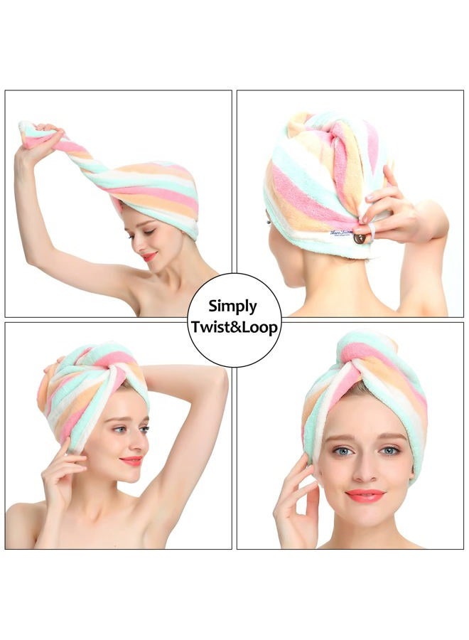 AuroTrends Microfiber Hair Towel 2Pack, Hair Towel Wrap for Women/Kids- Super Absorbent Soft Microfiber Towel for Hair, Hair Drying Towels for Long/Thick/Fine/Curly Hair (Set of 2, Rainbow) - Image 4