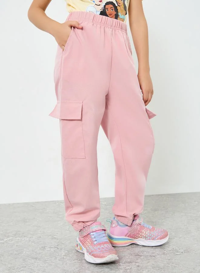 Styli Girls Pink Solid Cargo Joggers
