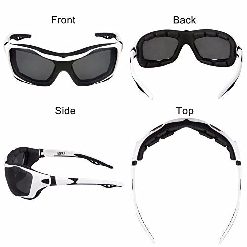 WYND Blocker Motorcycle Riding Glasses Extreme Sports Wrap Sunglasses (White/Smoke) - Image 2