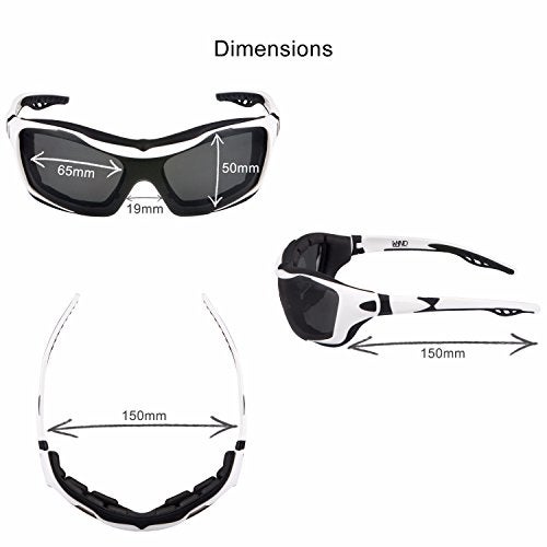 WYND Blocker Motorcycle Riding Glasses Extreme Sports Wrap Sunglasses (White/Smoke) - Image 5