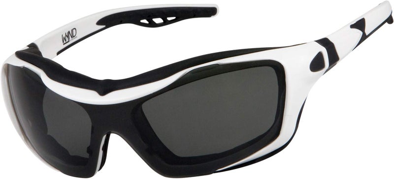 WYND Blocker Motorcycle Riding Glasses Extreme Sports Wrap Sunglasses (White/Smoke) - Image 1