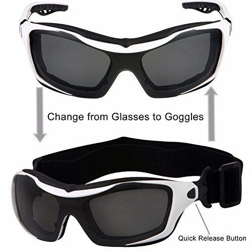 WYND Blocker Motorcycle Riding Glasses Extreme Sports Wrap Sunglasses (White/Smoke) - Image 4