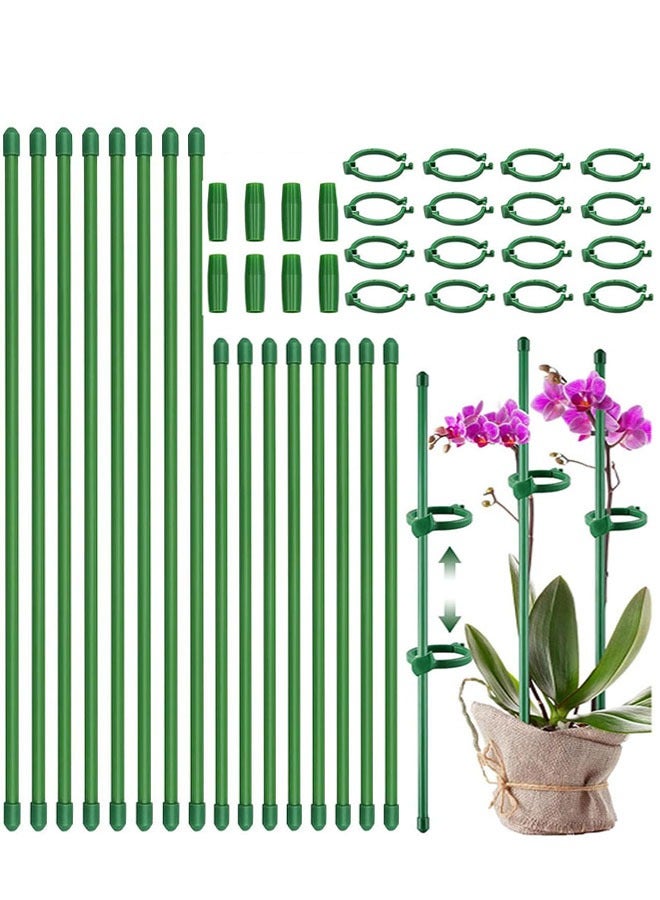 Generic Plant Stakes, 16 Pcs Plant Support Sticks Adjustable Length with 16 Clips and 8 Links for Indoor Outdoor Garden Potted Rose Tomato Vegetables-18Inch & 11Inch  - Image 1