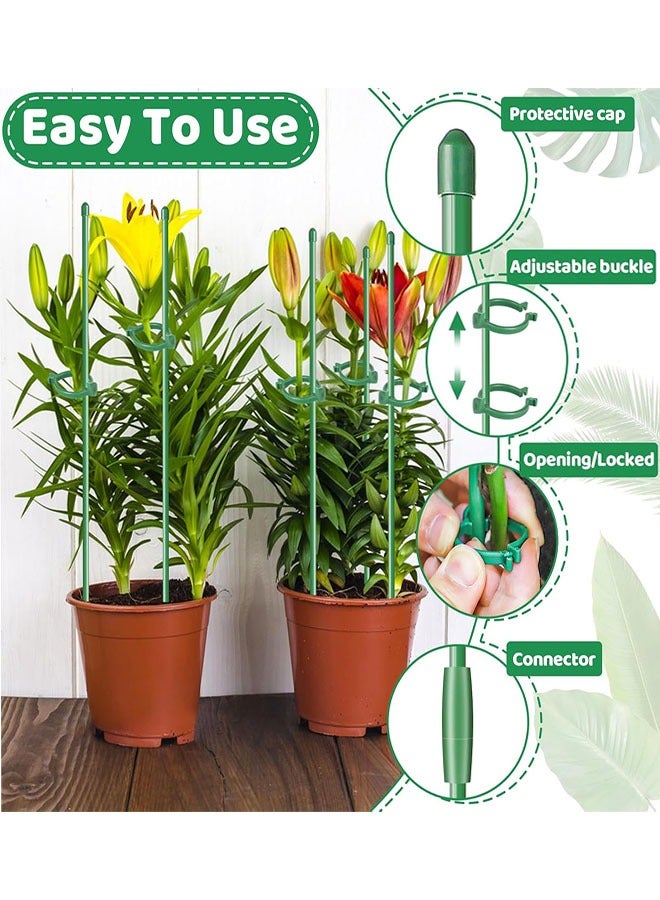 Generic Plant Stakes, 16 Pcs Plant Support Sticks Adjustable Length with 16 Clips and 8 Links for Indoor Outdoor Garden Potted Rose Tomato Vegetables-18Inch & 11Inch  - Image 3