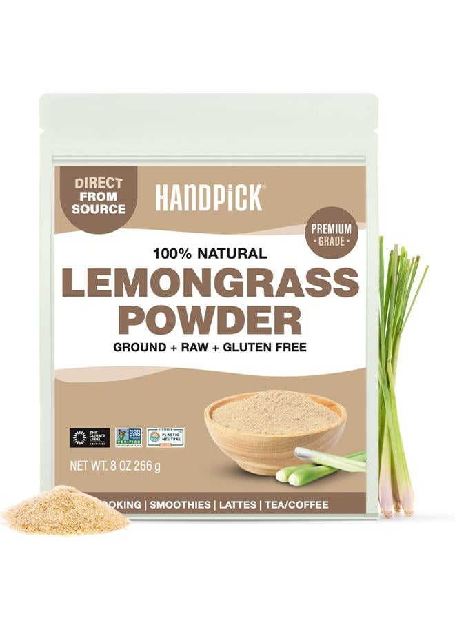 Handpick SPICE TRAIN Lemongrass Powder (226g/8oz) Non GMO, Gluten Free, 100% Raw, Sourced from India, For Cooking, Smoothies, Tea, Packed in Resealable Ziplock Pouch - Image 1