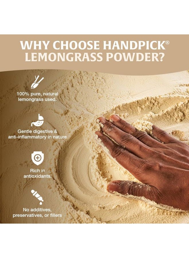 Handpick SPICE TRAIN Lemongrass Powder (226g/8oz) Non GMO, Gluten Free, 100% Raw, Sourced from India, For Cooking, Smoothies, Tea, Packed in Resealable Ziplock Pouch - Image 3