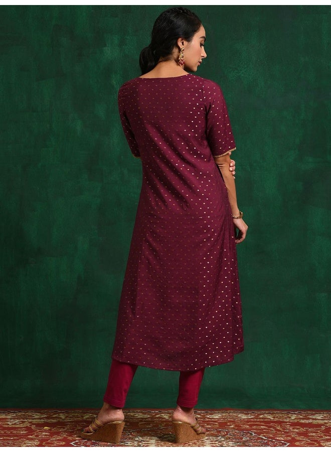 AKS Burgundy Chanderi Kurta with Booti - Image 4