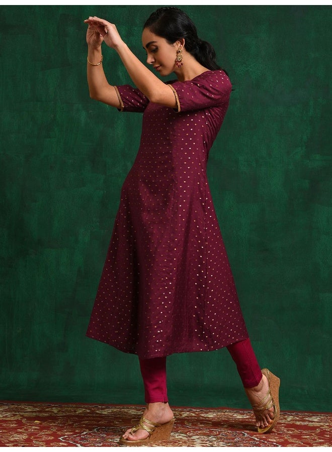 AKS Burgundy Chanderi Kurta with Booti - Image 5