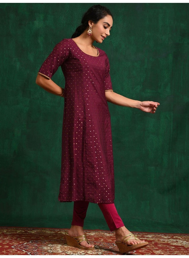 AKS Burgundy Chanderi Kurta with Booti - Image 3