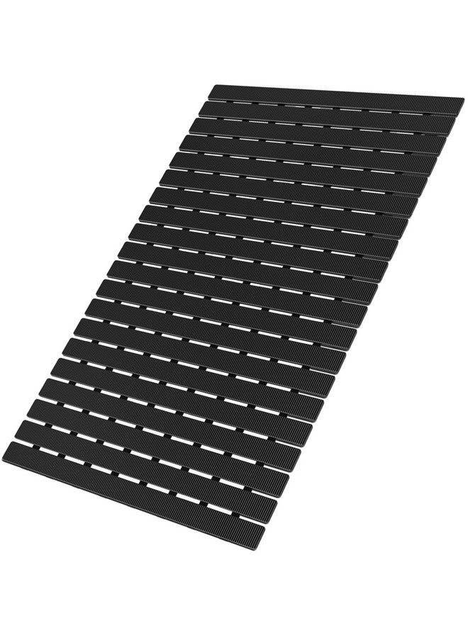 MBOSS Bath Tub Shower Mat Non Slip Bathtub Mats for Bathroom Shower Floor Mat Bath Mats for Shower Tub Anti Slip Shower Mat with Drain Hole and Large Suction Cups (Black, 27.5 X 15.7 Inch) - Image 1