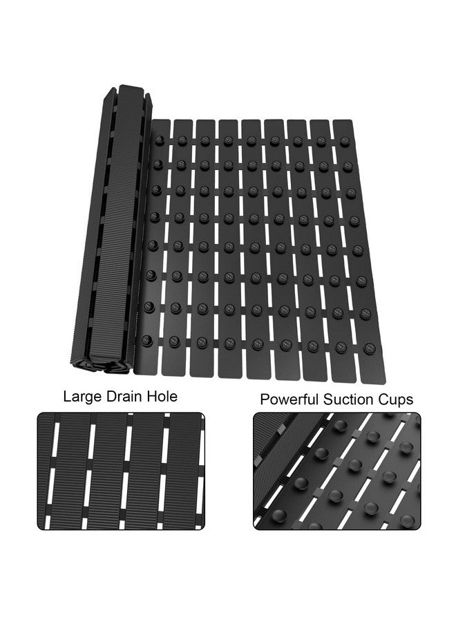 MBOSS Bath Tub Shower Mat Non Slip Bathtub Mats for Bathroom Shower Floor Mat Bath Mats for Shower Tub Anti Slip Shower Mat with Drain Hole and Large Suction Cups (Black, 27.5 X 15.7 Inch) - Image 2