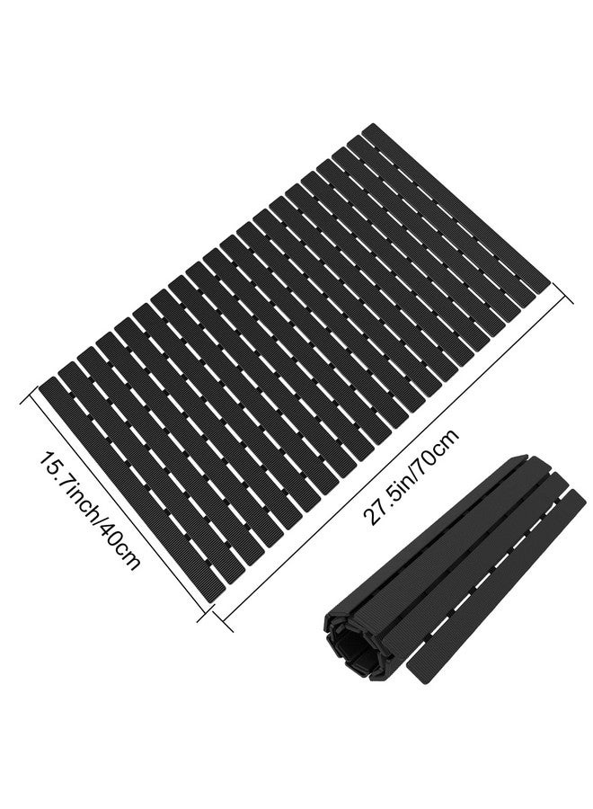MBOSS Bath Tub Shower Mat Non Slip Bathtub Mats for Bathroom Shower Floor Mat Bath Mats for Shower Tub Anti Slip Shower Mat with Drain Hole and Large Suction Cups (Black, 27.5 X 15.7 Inch) - Image 5