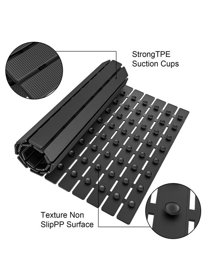 MBOSS Bath Tub Shower Mat Non Slip Bathtub Mats for Bathroom Shower Floor Mat Bath Mats for Shower Tub Anti Slip Shower Mat with Drain Hole and Large Suction Cups (Black, 27.5 X 15.7 Inch) - Image 3