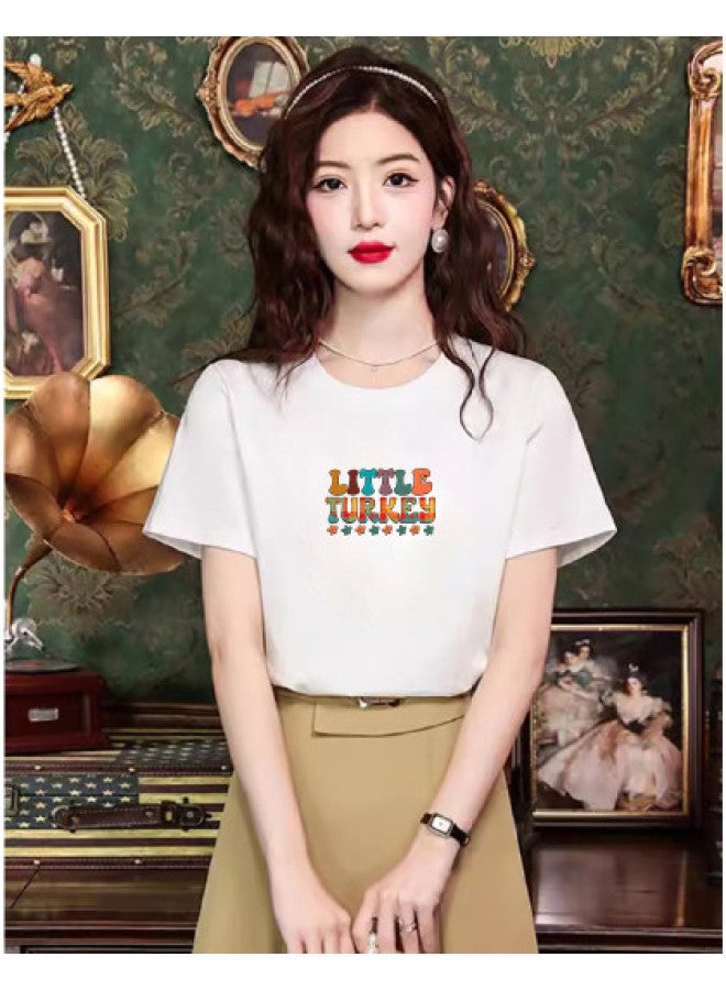 Women's Short Sleeve Soft Loose Cotton Top Slimming Round Neck T-shirt For Spring/summer - Image 1