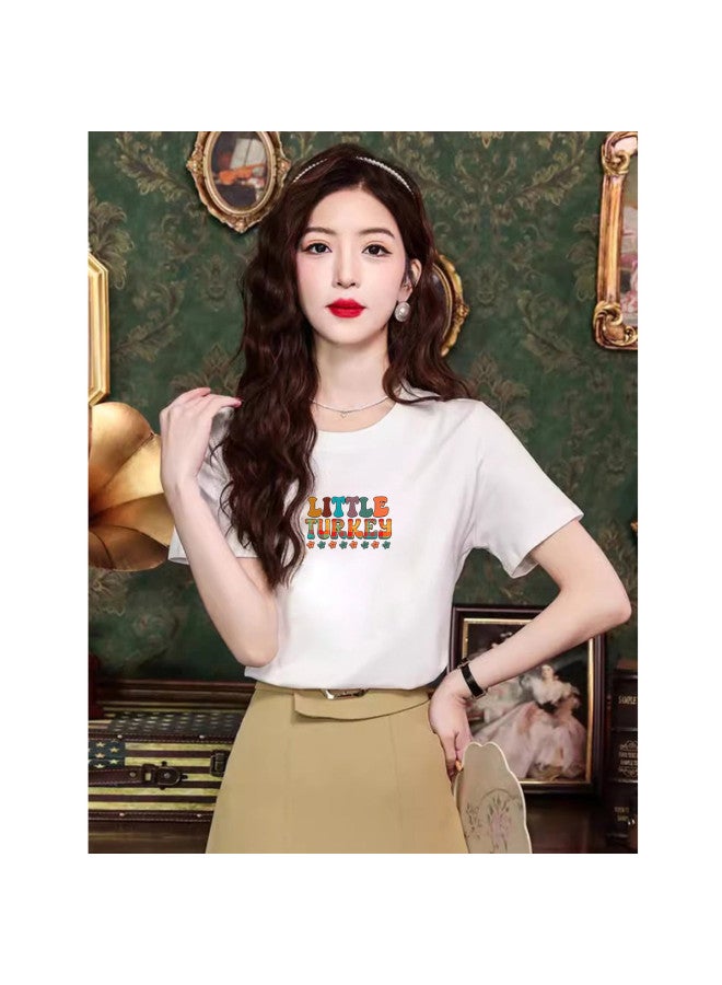 Women's Short Sleeve Soft Loose Cotton Top Slimming Round Neck T-shirt For Spring/summer - Image 2