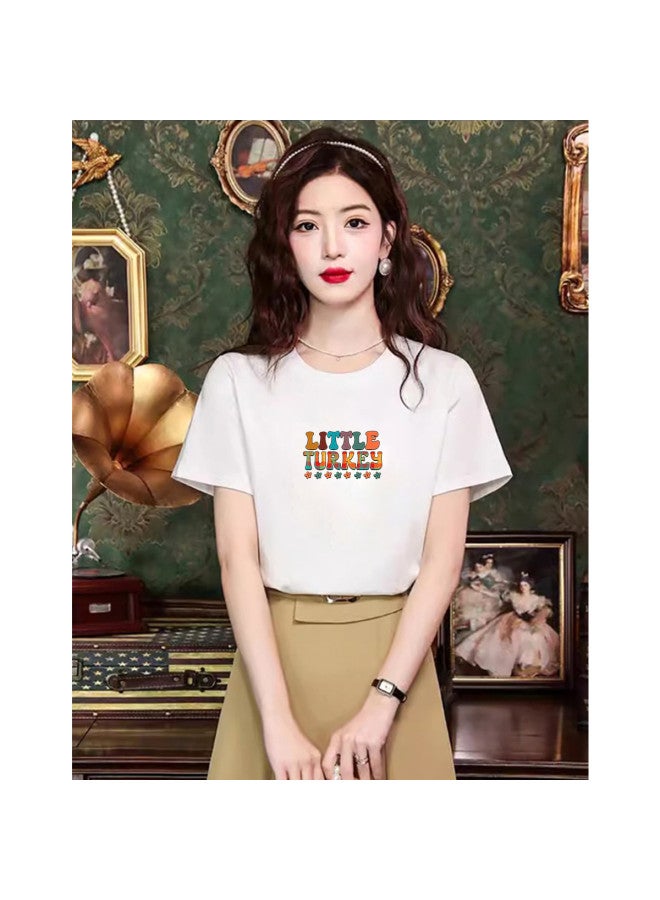 Women's Short Sleeve Soft Loose Cotton Top Slimming Round Neck T-shirt For Spring/summer - Image 5