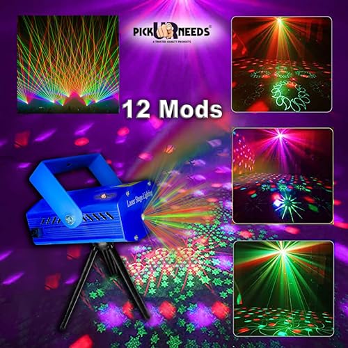 Pick Ur Needs Mini LED Stage Lighting Projector Sound Activated Flash Strobe for Party and Diwali Decoration (Multicolor) (Laser 12D Light) - Image 2