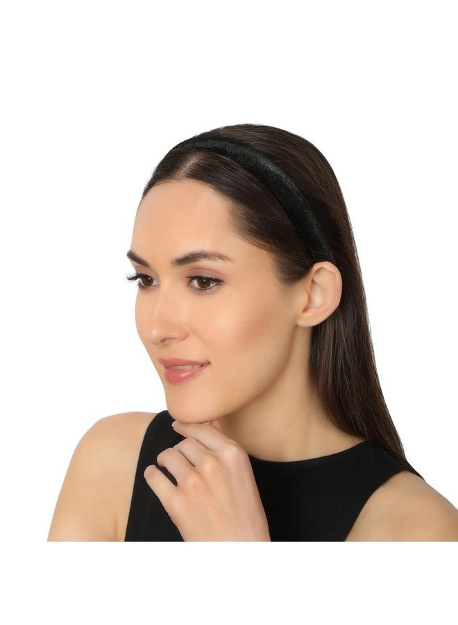 Accessher Velvet Fabric Black Color Stretchable Gym Wear & Casual Wear hair bands for girls/Headbands for women/Hair Accessories for Women and Girls Pack of 2 - Image 3