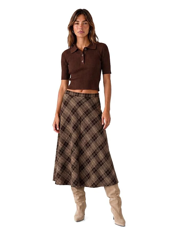 Flared Checked Skirt