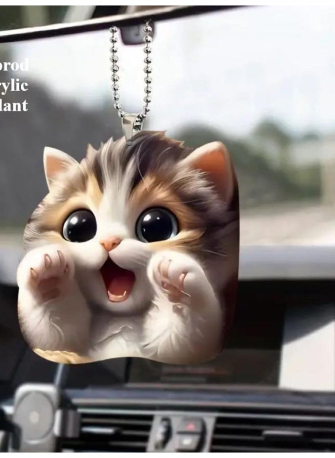 قلادة مرآة السيارة فريدة وجذابة على شكل قطه متفاجئه