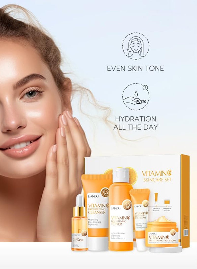 لايكو مجموعة العناية بالبشرة بفيتامين سي، مع منظف، تونر، مصل، كريم للعين، كريم للوجه، مجموعات هدايا للسفر للنساء والفتيات المراهقات والأمهات والابنات - Image 3