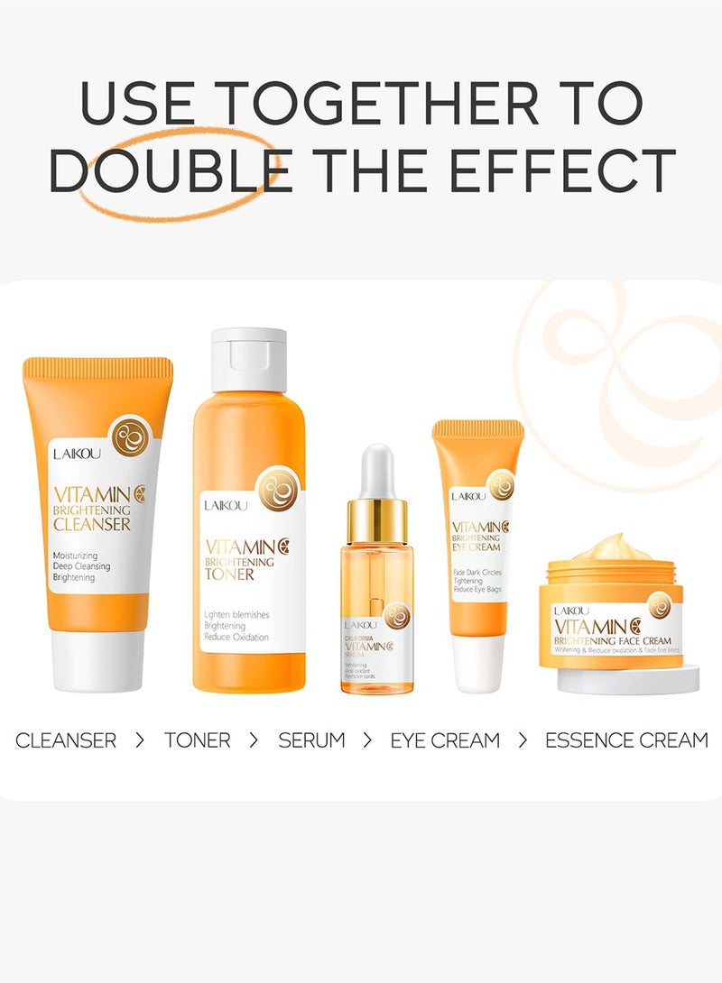 لايكو مجموعة العناية بالبشرة بفيتامين سي، مع منظف، تونر، مصل، كريم للعين، كريم للوجه، مجموعات هدايا للسفر للنساء والفتيات المراهقات والأمهات والابنات - Image 4