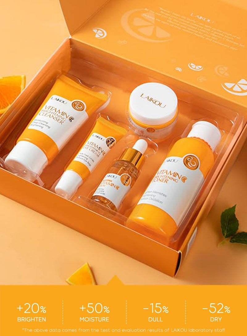 لايكو مجموعة العناية بالبشرة بفيتامين سي، مع منظف، تونر، مصل، كريم للعين، كريم للوجه، مجموعات هدايا للسفر للنساء والفتيات المراهقات والأمهات والابنات - Image 5