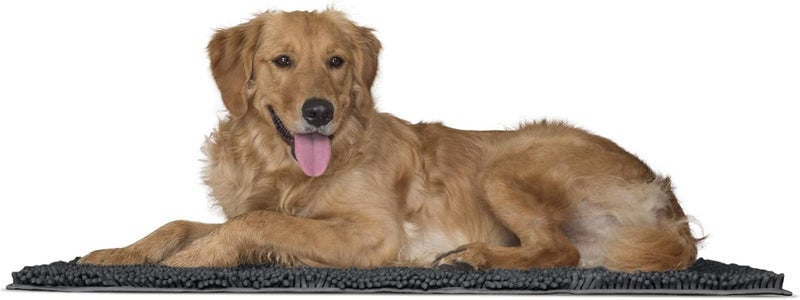 Furhaven Pet Dog Mat | Muddy Paws Absorbent Chenille Shammy Bath Towel & Food Mat Rug for Dogs & Cats, Charcoal (Gray), Large - Image 1