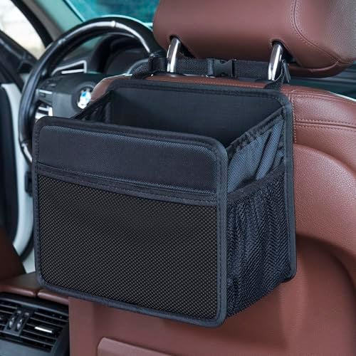 Uplien Car Seat Back Organizer Hanging Bag 2025 UPDATED Foldable Backseat Storage Caddy with 5 Compartments Adjustable Straps Fits for FrontBack Headrest UltraDurable Black - Image 1