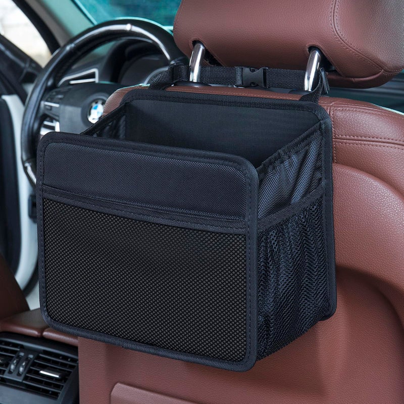 Uplien Car Seat Back Organizer Hanging Bag 2025 UPDATED Foldable Backseat Storage Caddy with 5 Compartments Adjustable Straps Fits for FrontBack Headrest UltraDurable Black - Image 2