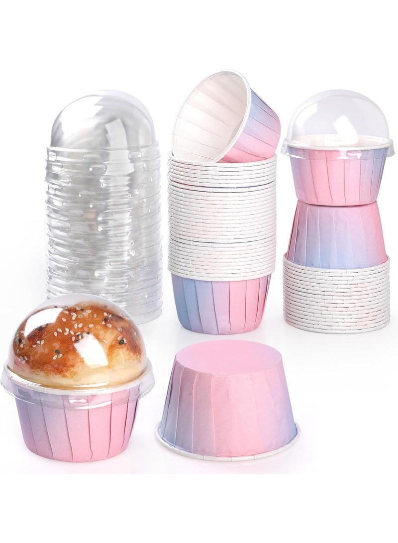 بطانات الكب كيك، 50 قطعة من بطانات الكب كيك الورقية بألوان متدرجة للخبز، بطانات المافن، أغلفة الكب كيك، للتجمعات العائلية، حفلات الزفاف، حفلات أعياد الميلاد - Image 1