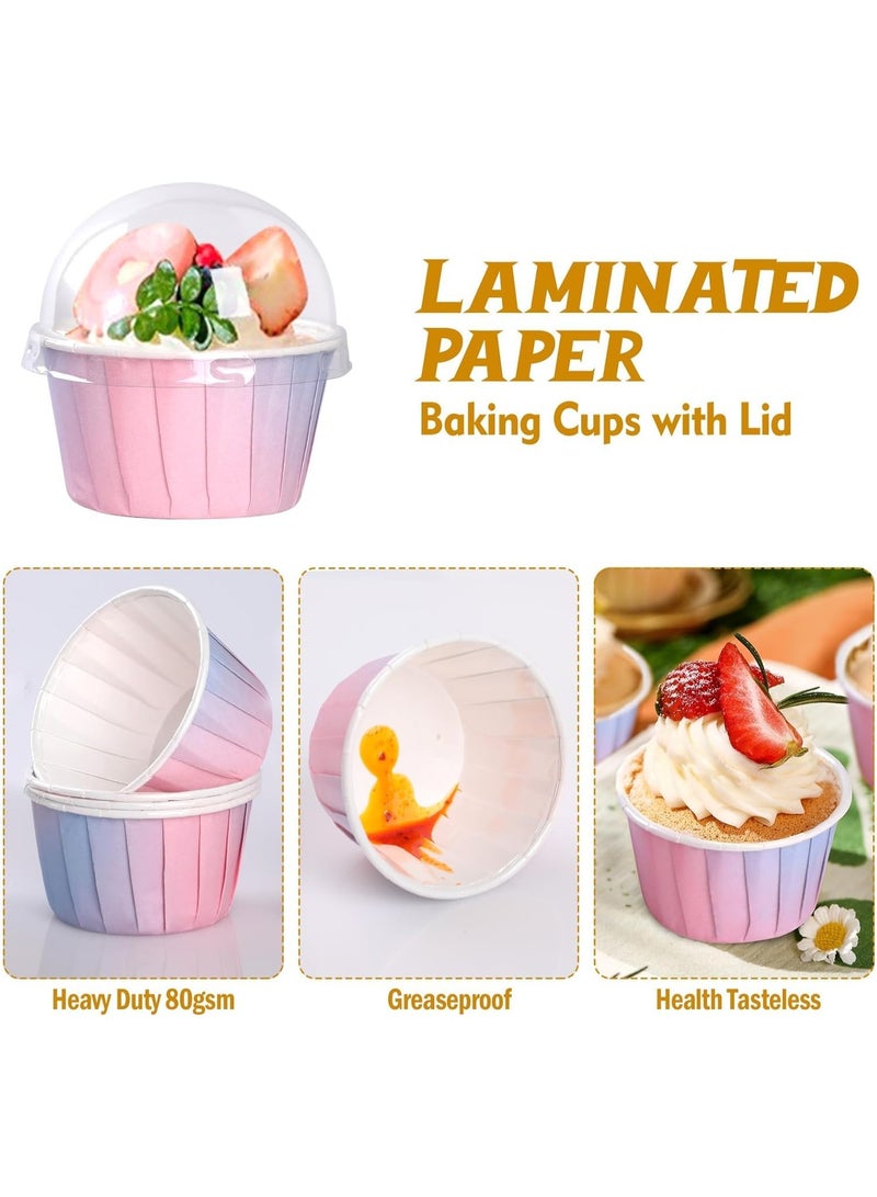 بطانات الكب كيك، 50 قطعة من بطانات الكب كيك الورقية بألوان متدرجة للخبز، بطانات المافن، أغلفة الكب كيك، للتجمعات العائلية، حفلات الزفاف، حفلات أعياد الميلاد - Image 4