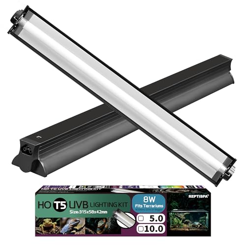 Reptispa T5 HO UVB Lighting Combo Kit, Reptile Light Fixture with Fluorescent Light Bulbs, Tropical Light for Reptiles and Amphibians, Basking Light for Bearded Dragon, High Output Natural Light (8W 5.0 UVB) - Image 1