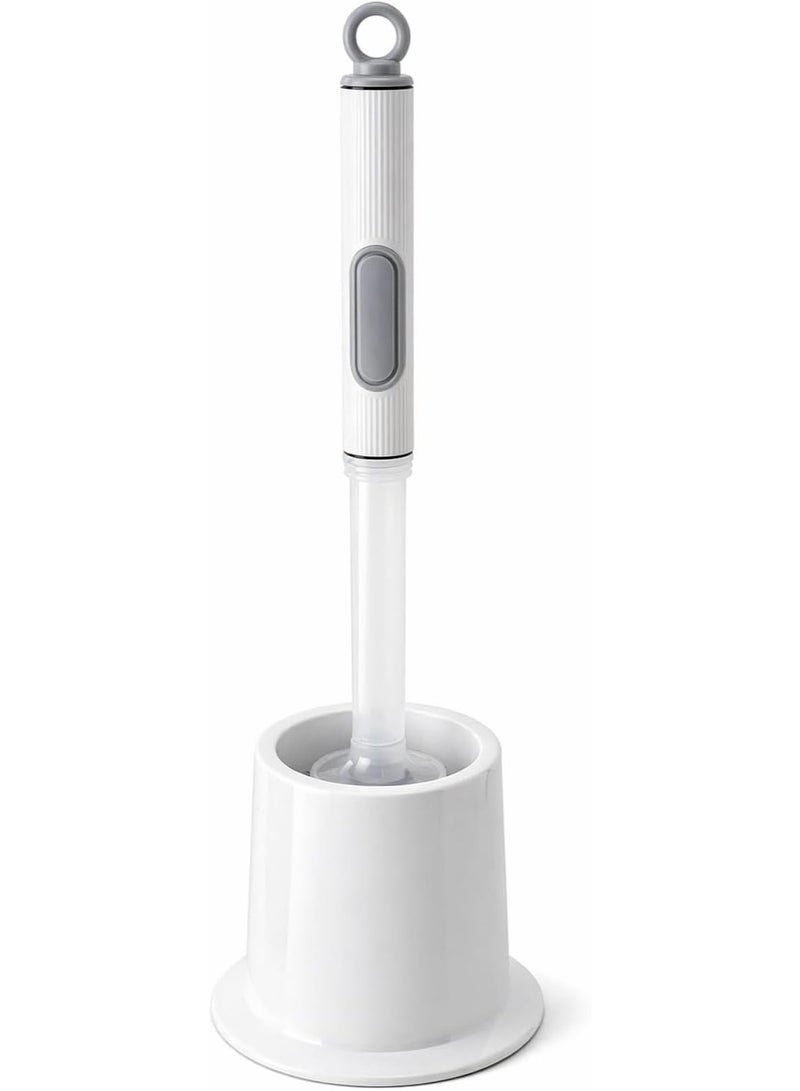 Toilet Brush with Soap Dispenser, Silicone Toilet Brush Set with Holder, Built-in Liquid Container, Deep Cleaning Bathroom Brush, Quick Dry Hygienic Design, White – 39cm, White - Image 1