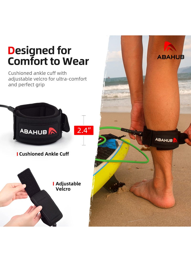 Abahub Abahub Premium Surfboard Leash, Straight Surf Board Leg Rope, Legrope Strap for Longboard, SUP Paddleboard Replacement Leashes 9 Foot Black 7 mm Thick  - Image 4