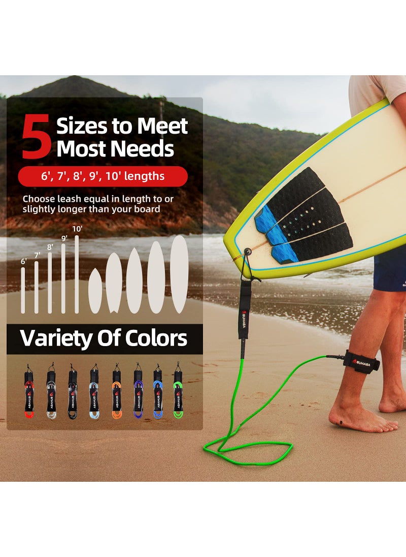 Abahub Abahub Premium Surfboard Leash, Straight Surf Board Leg Rope, Legrope Strap for Longboard, SUP Paddleboard Replacement Leashes 9 Foot Black 7 mm Thick  - Image 2