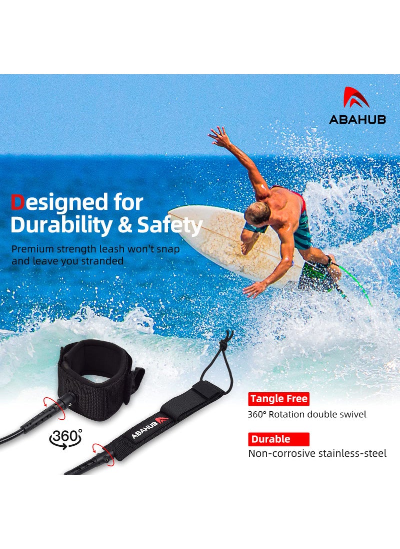 Abahub Abahub Premium Surfboard Leash, Straight Surf Board Leg Rope, Legrope Strap for Longboard, SUP Paddleboard Replacement Leashes 9 Foot Black 7 mm Thick  - Image 3