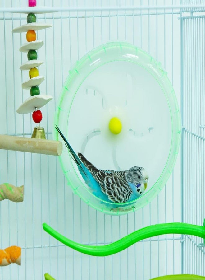 DQITJ Bird Silent Wheel Toy Parrot Exercise Wheel Parrot Intelligence Toy Quiet Spinner Running Wheel for Bird Parrot Small Animal (Green) - Image 2