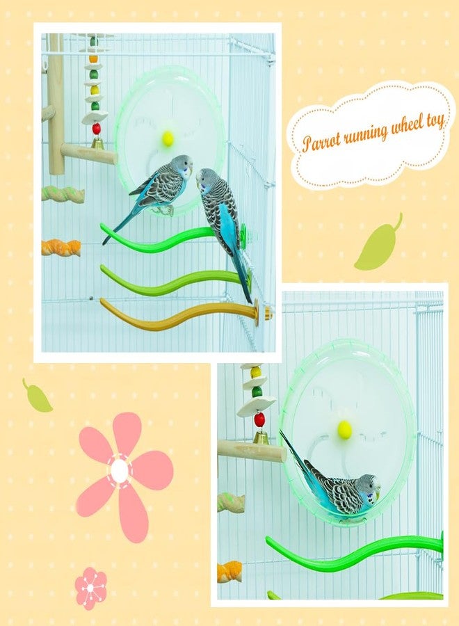 DQITJ Bird Silent Wheel Toy Parrot Exercise Wheel Parrot Intelligence Toy Quiet Spinner Running Wheel for Bird Parrot Small Animal (Green) - Image 3